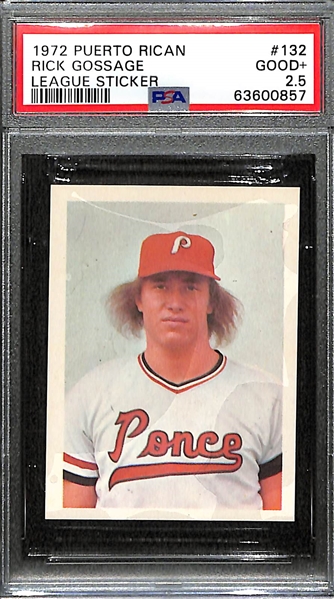 RARE 1972 Puerto Rican League Rick Gossage #132 Rookie Sticker Card  PSA 2.5